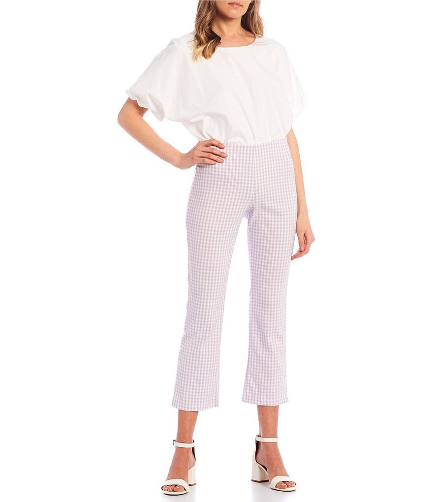 Originality Mid Rise Plaid Kick Flare Cropped Pants