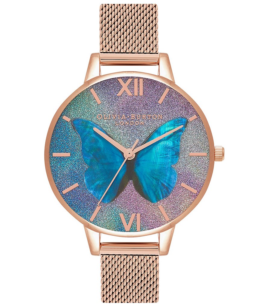 Olivia Burton Demi Glitter Butterfly Dial Mesh Watch