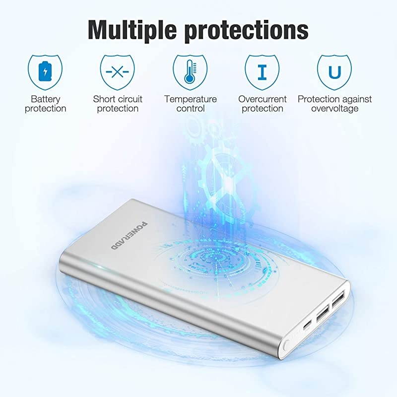 Pilot 4GS 12000mAh Portable Charger 8 Pin Input Power Bank with 3A High-Speed Output Compatible with iPhone, iPad, iPod, Samsung and More - Silver (8 Pin Cable Include)