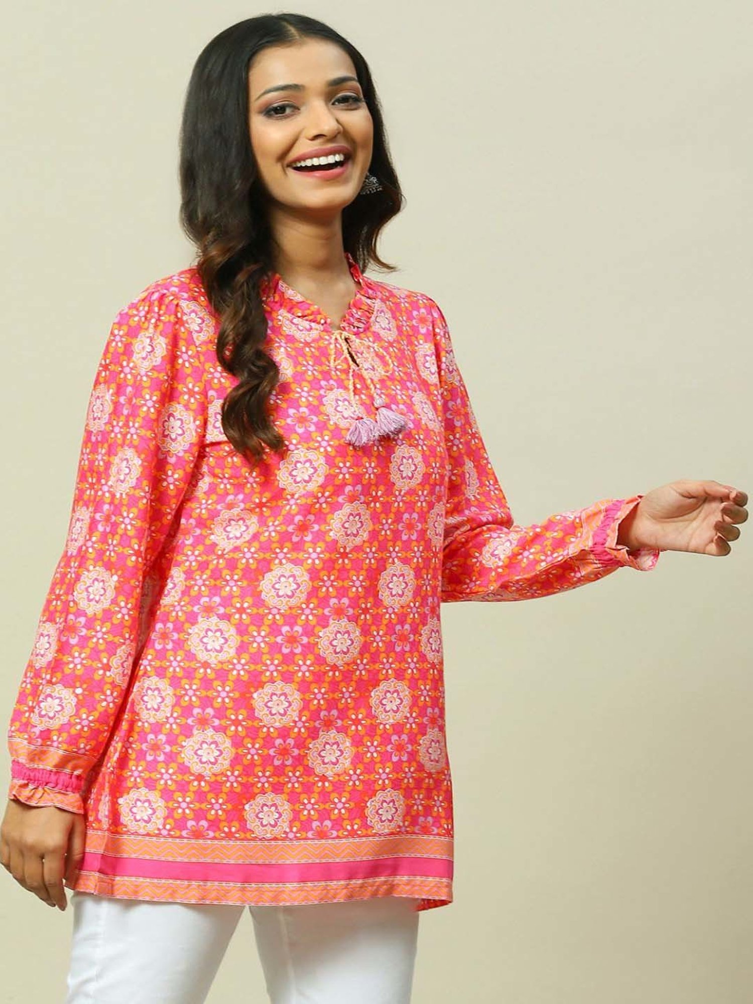 Rangriti Pink Printed Top