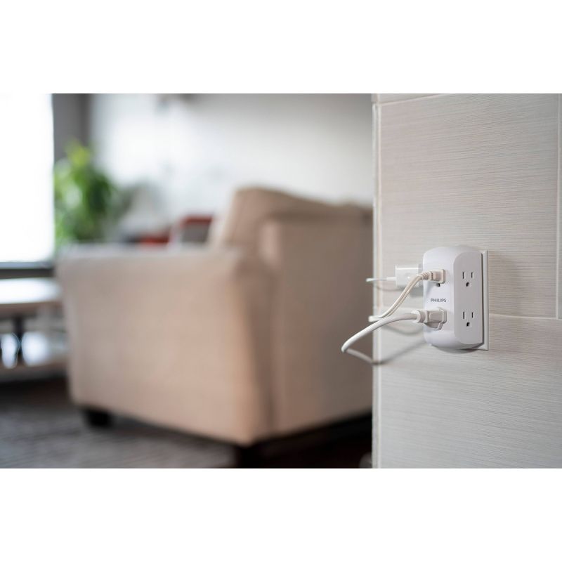 Philips 6-Outlet Grounded Tap White With Resettable Circuit Breaker