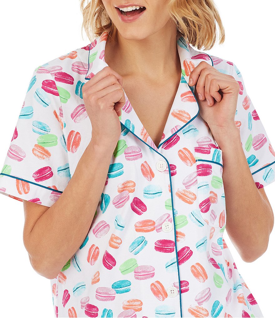 Bedhead Pajamas Macaroons Printed Jersey Knit Cropped Coordinating Pajama Set