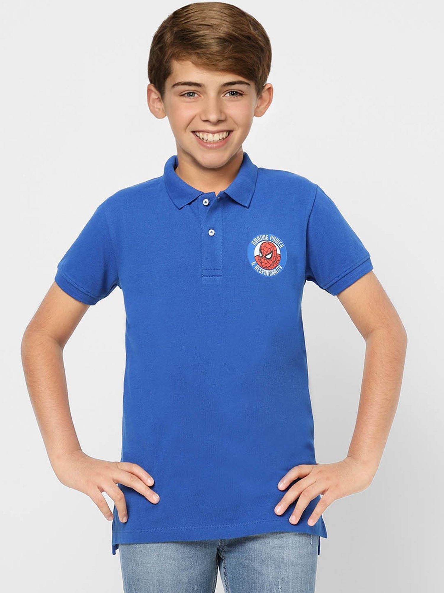 Jack & Jones Junior Blue Solid Polo T-Shirt