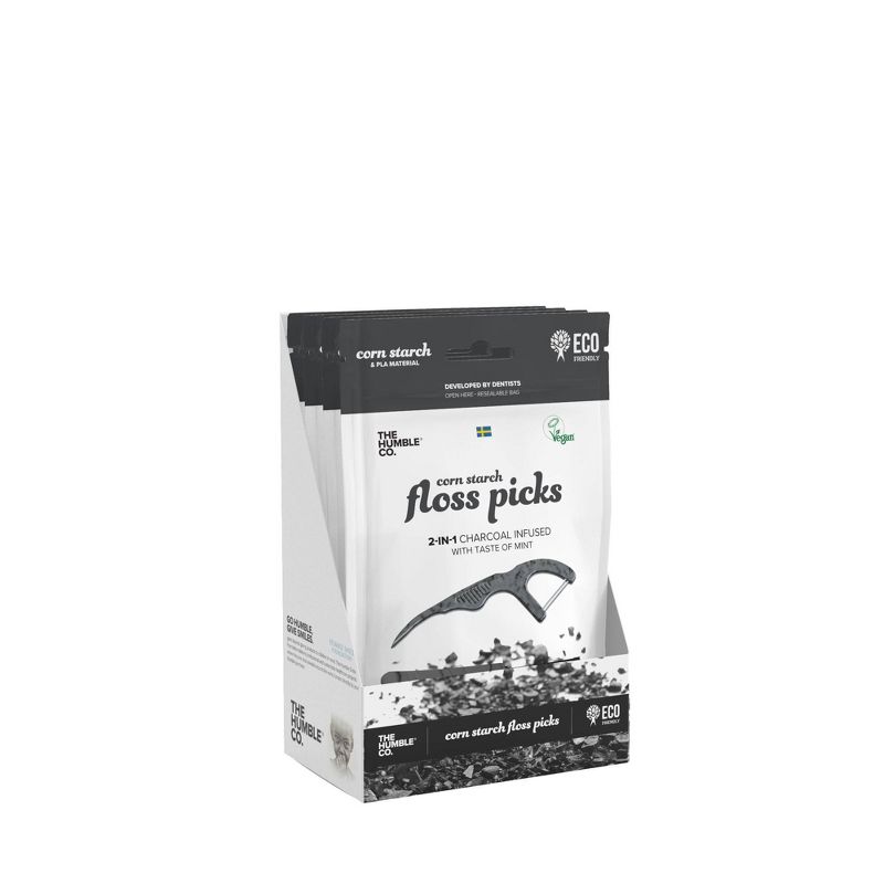 The Humble Co. Dental Floss Picks Charcoal - 4pk