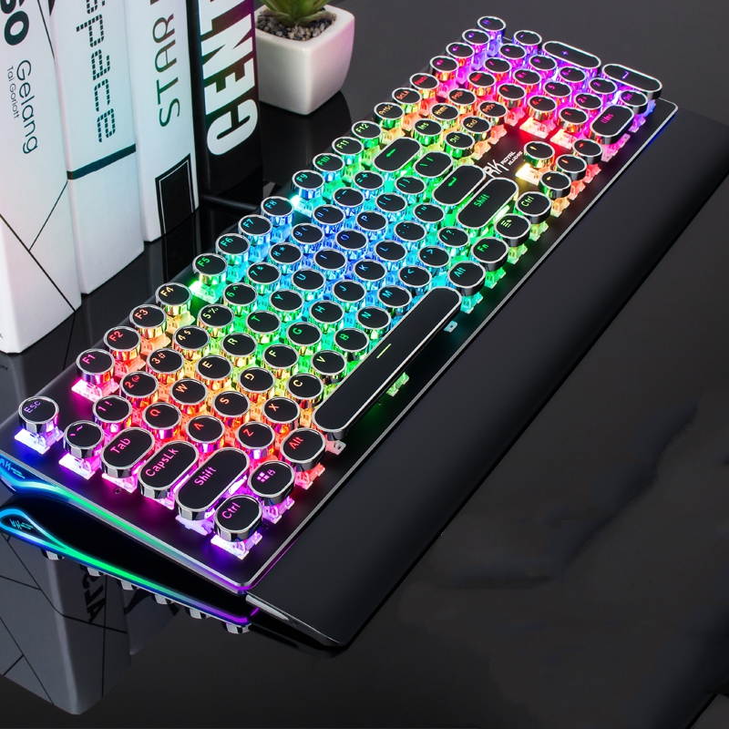 Royal Kludge RKS108 Retro Punk Version RGB Backlit USB Wired Mechanical Gaming Keyboard, N-key Rollover