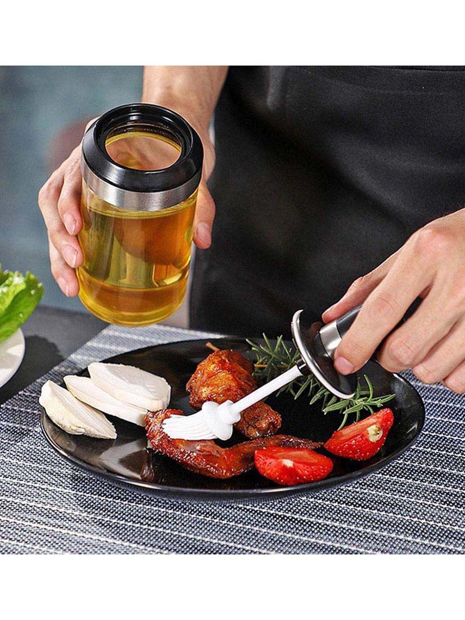 COLE & MASON White & Beige Ceramic Pourer - Set of 1