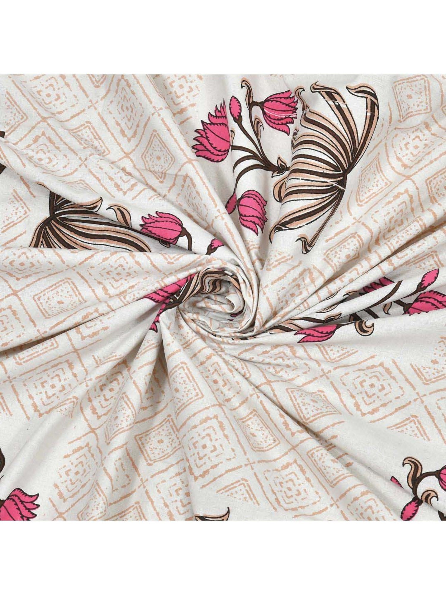 JaipurFabric Pink Cotton 180 TC Double Bedsheet with 2 Pillow Covers