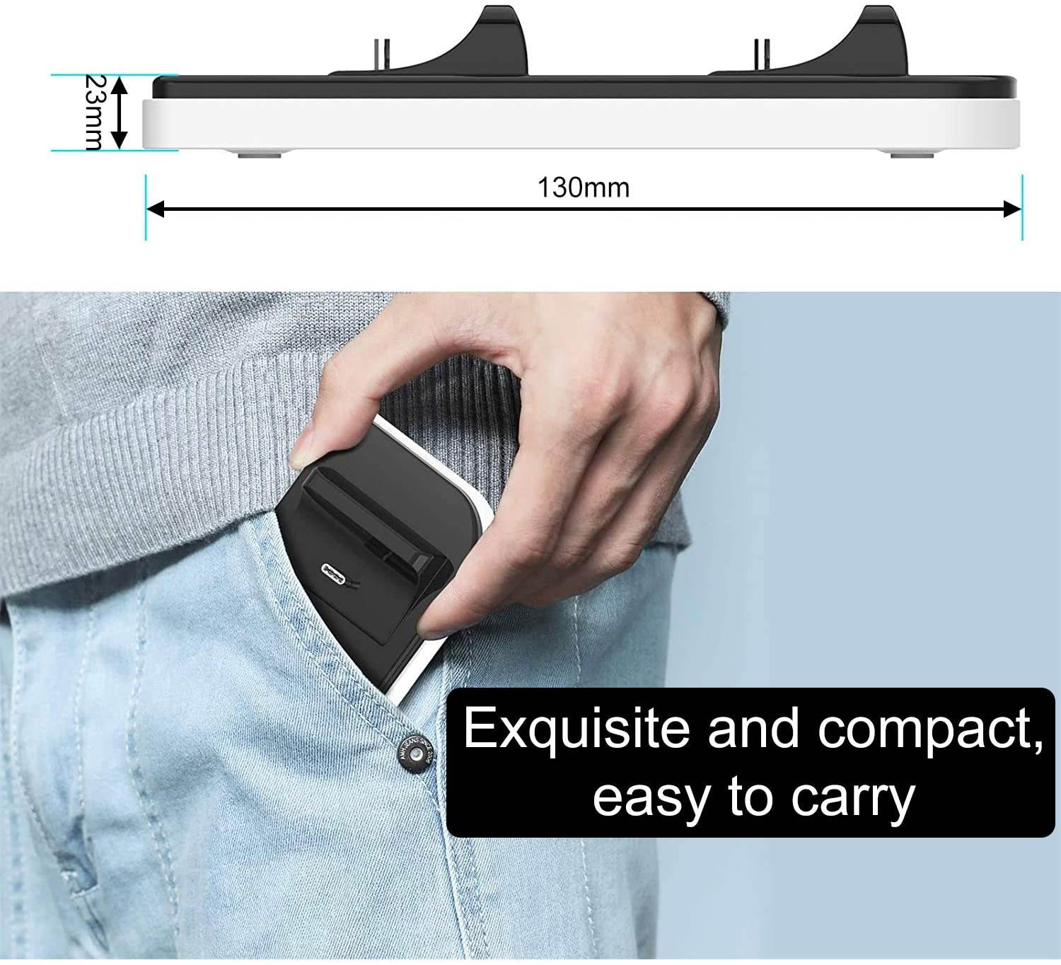 ROME CARE PS5 Charging Station,PS5 Controller Charger Station for Dualsense Controller, Fast Charging, Slim Portable, IC Protection, Dual USB Charging Dock Compatible with Playstation 5 Controller