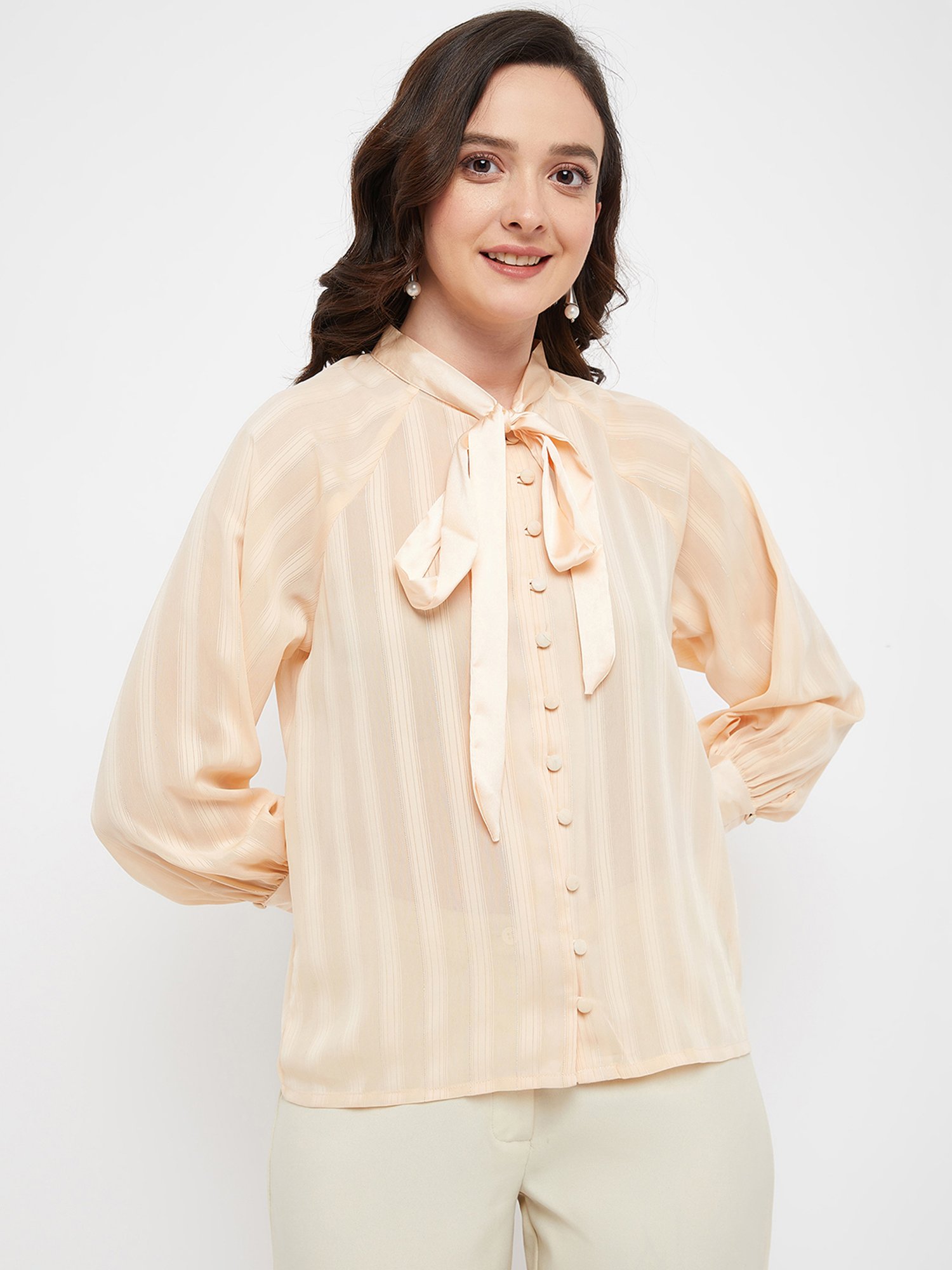 MADAME Cream Stripes Top