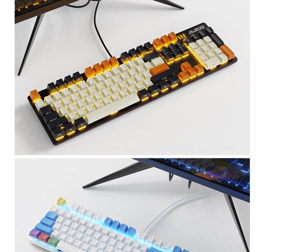 A-jazz Robo Cop Pro Version N-key Rollover Ergonomic Design,Cool Exterior USB Wired  Mechanical Gaming Keyboard , PBT Keycaps-Pencil Blue