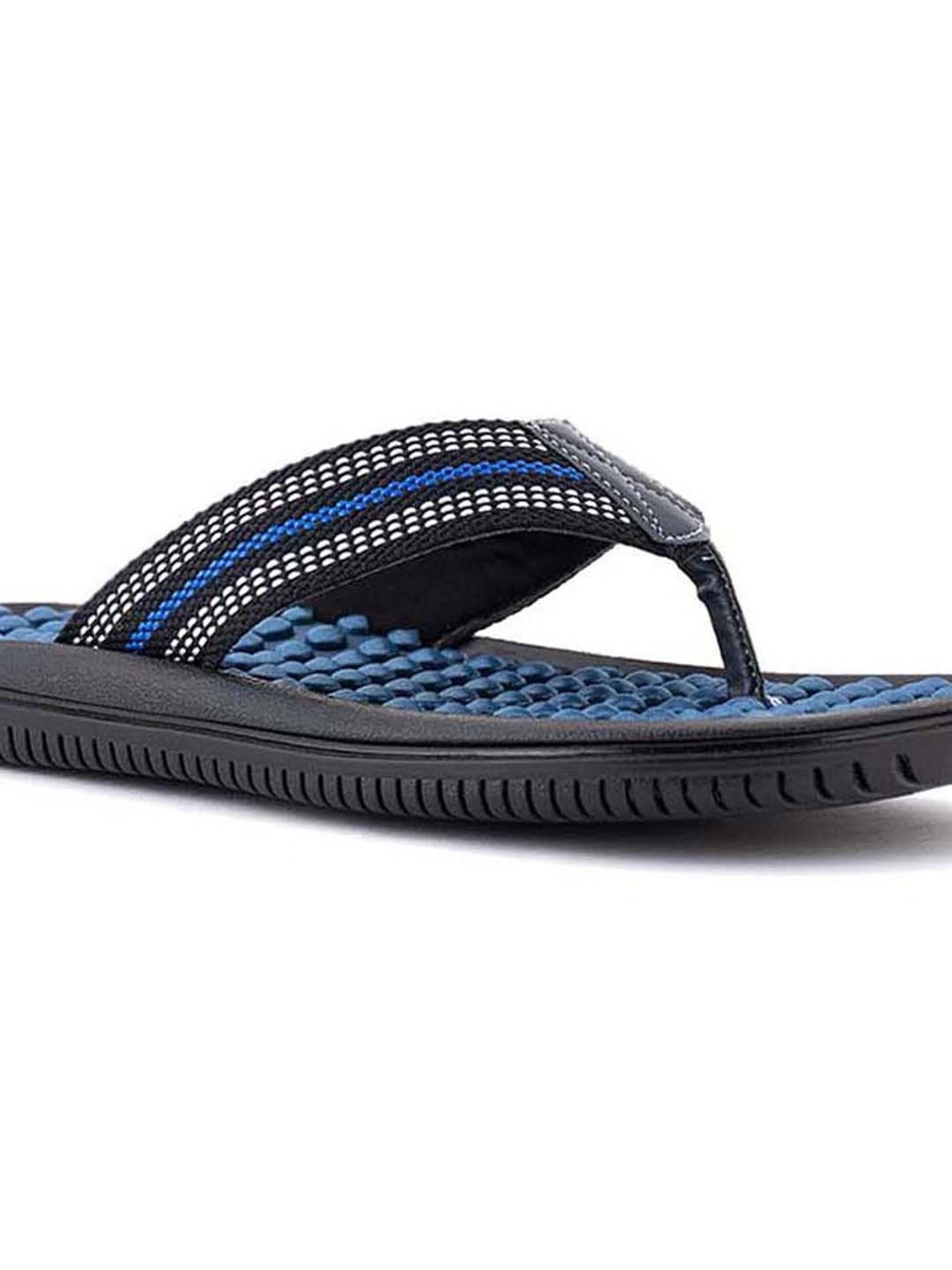 Khadim's Men's Blue & Black Flip Flops