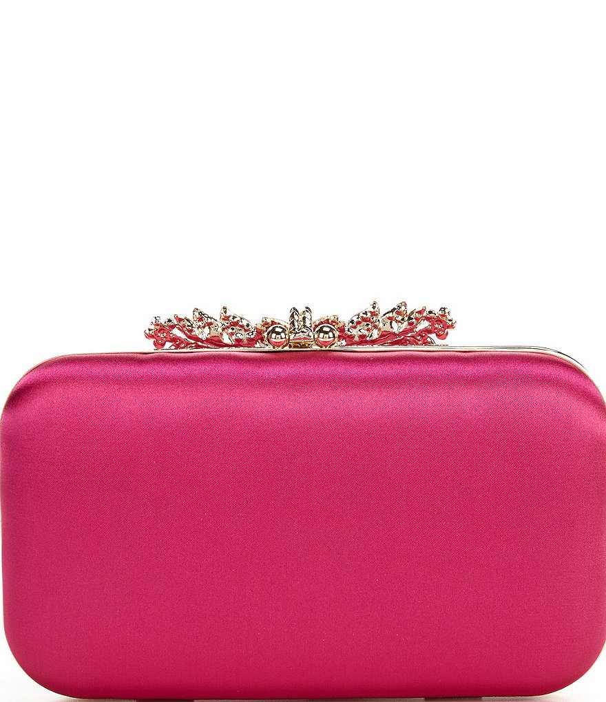 Kate Landry Satin Hinge Minaudiere Clutch Bag