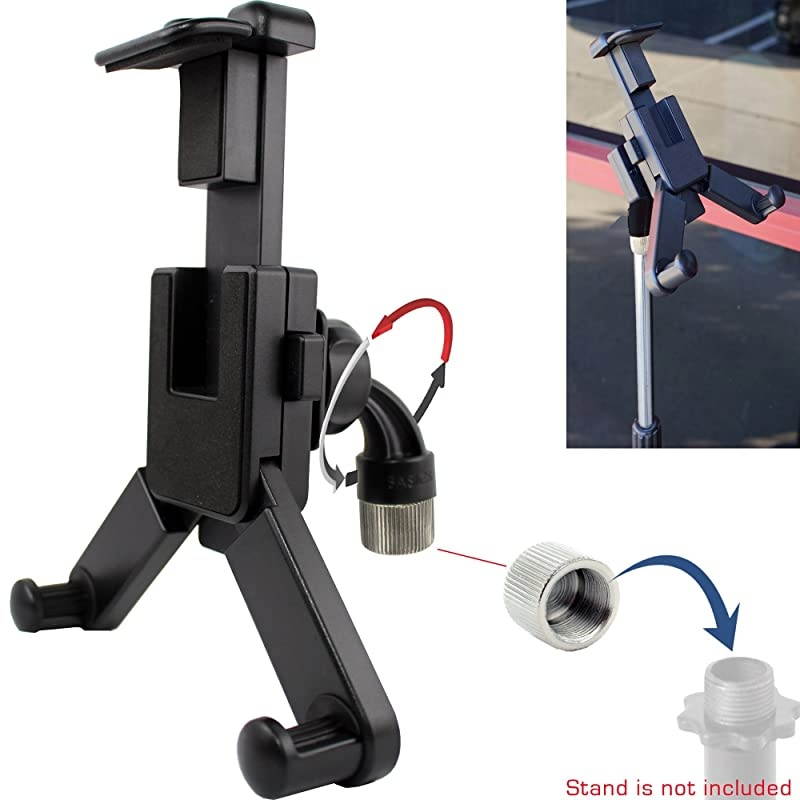360&deg; Swivel Smartphone Tablet Mount Holder w/ 5/8" Tripod Mic Microphone Stand Adapter for Apple iPad Pro Air Mini iPhone 12 11 XR MAX Pro Galaxy Tab S20 S21 (Live Streaming Compatible)
