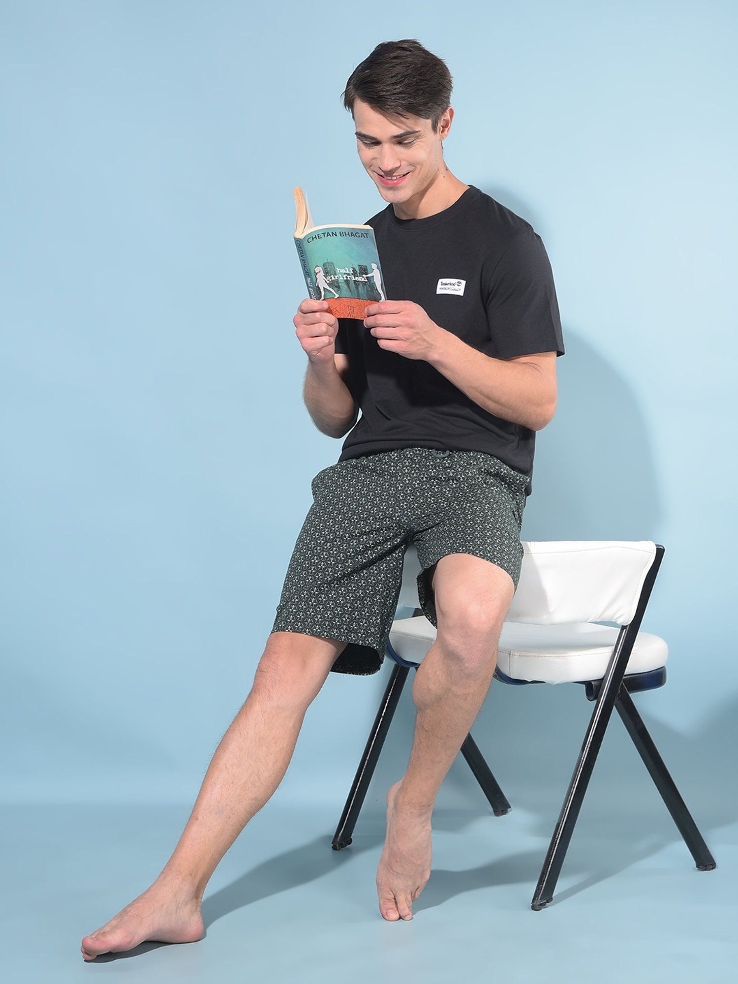 Crimsoune Club Olive Cotton Regular Fit Printed Lounge Shorts