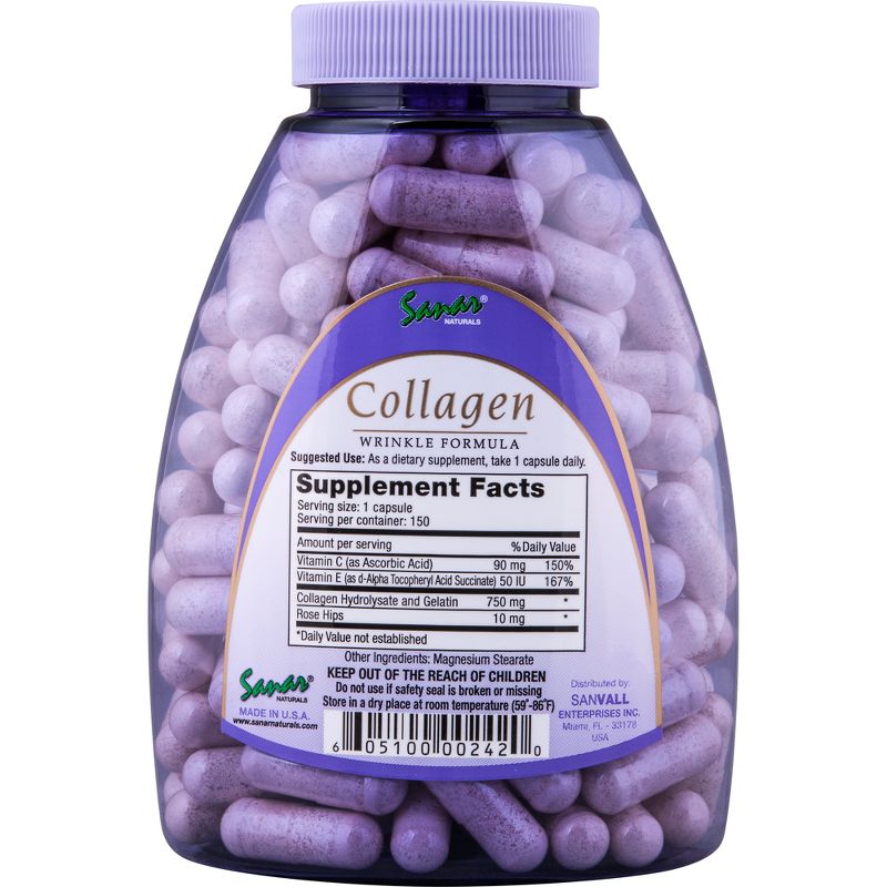 Sanar Naturals Collagen Wrinkle Formula Dietary Supplement Capsules - 150ct