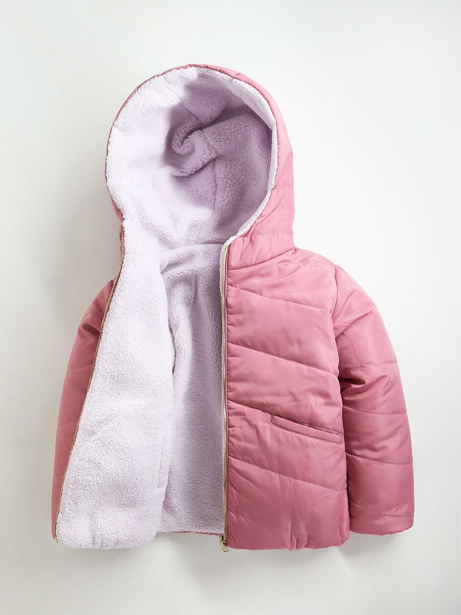 Cherry Crumble By Nitt Hyman Kids Pink & White Regular Fit Full Sleeves Reversible Jacket