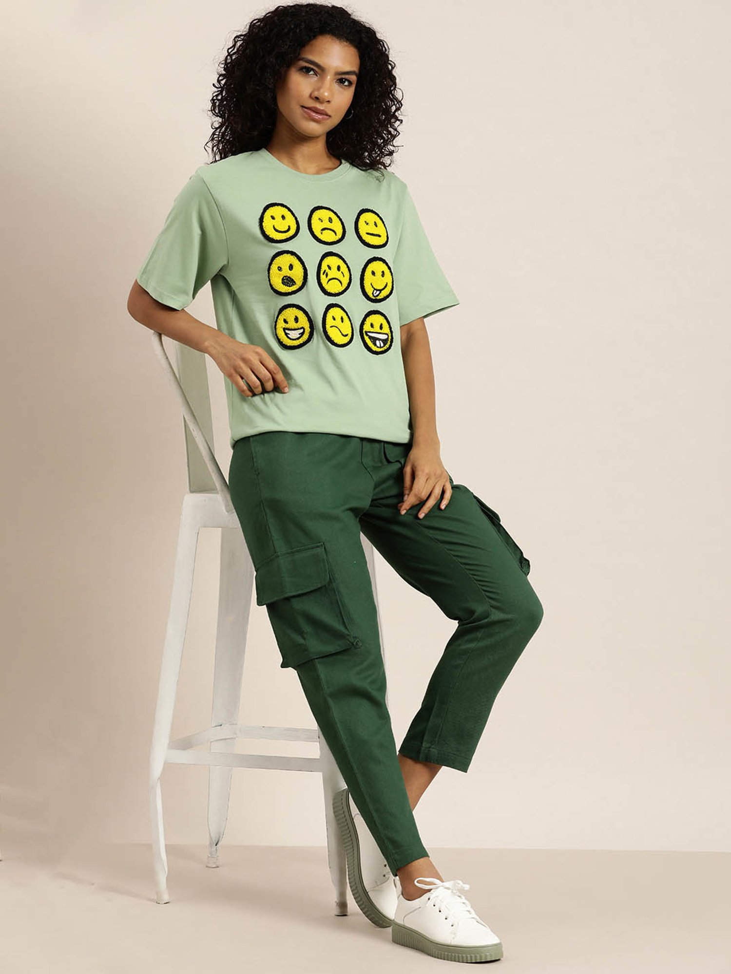 Dillinger Green Graphic Cotton Oversized T-Shirt