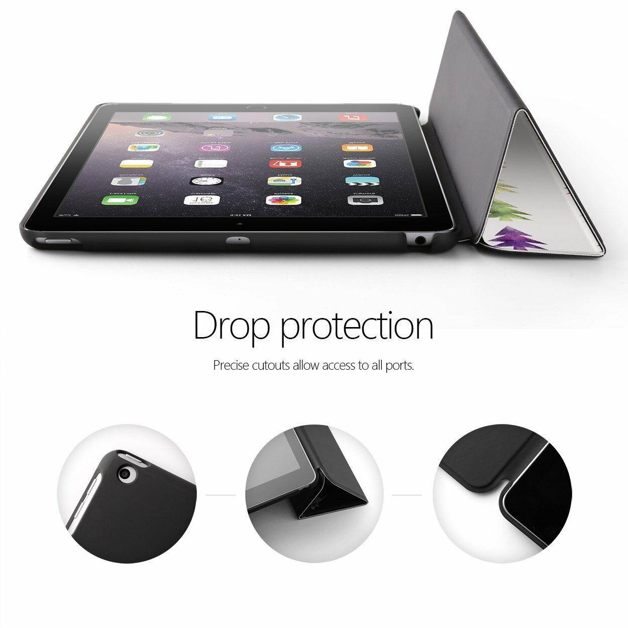 For Apple iPad 9.7 2017 Tablet Case Soft Leather Smart Cover Tree