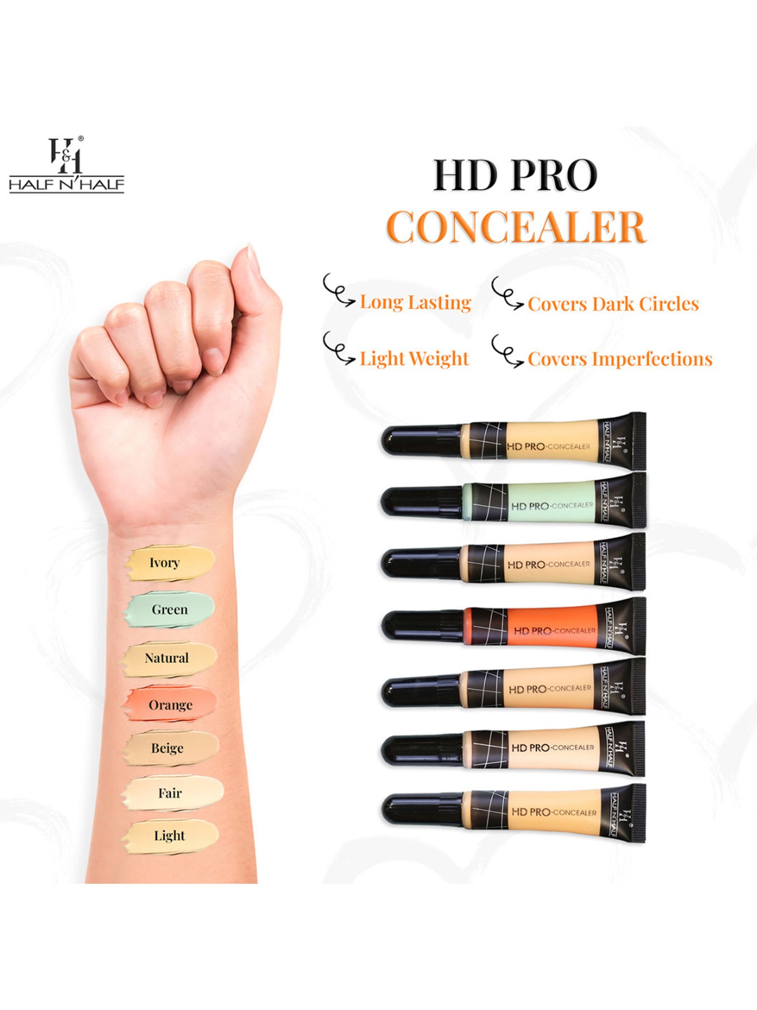 Half N Half HD Pro Concealer Green - 8 gm
