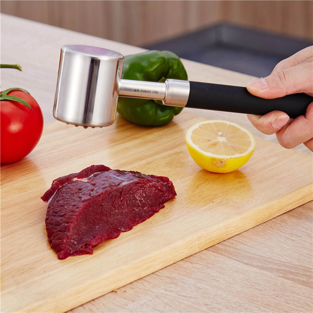 316 Stainless Steel Meat Hammer Steak Pounder Pork Mallet with Non-slip Handle