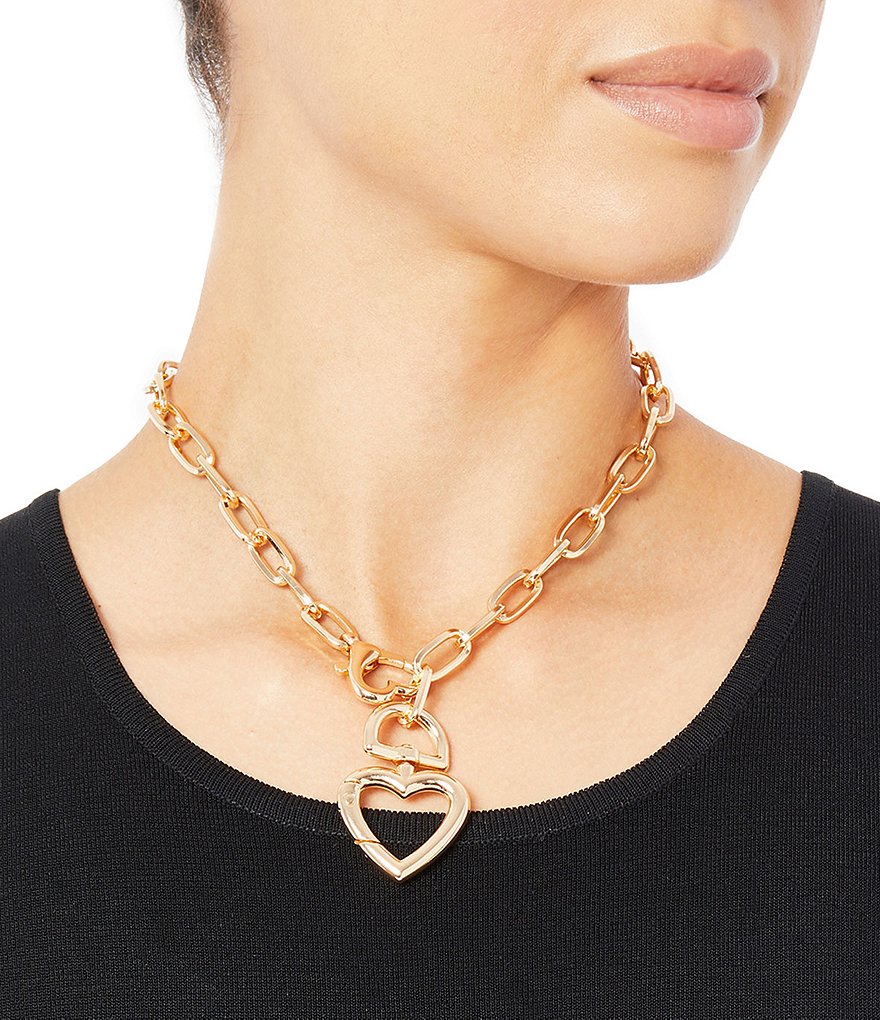 Ming Wang Gold Heart Drop Necklace