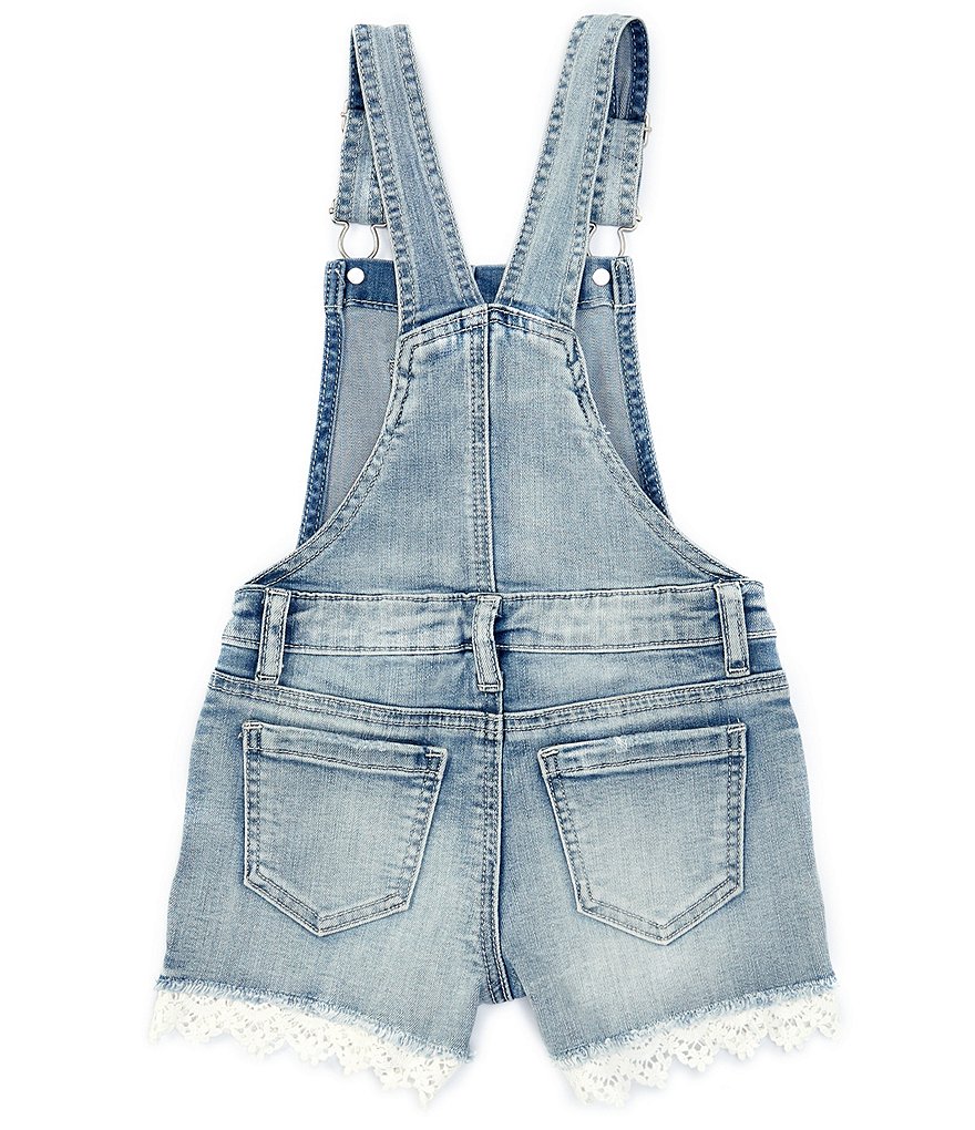 Hippie Girl Little Girls 4-6X Crocheted-Trim Denim Shortall