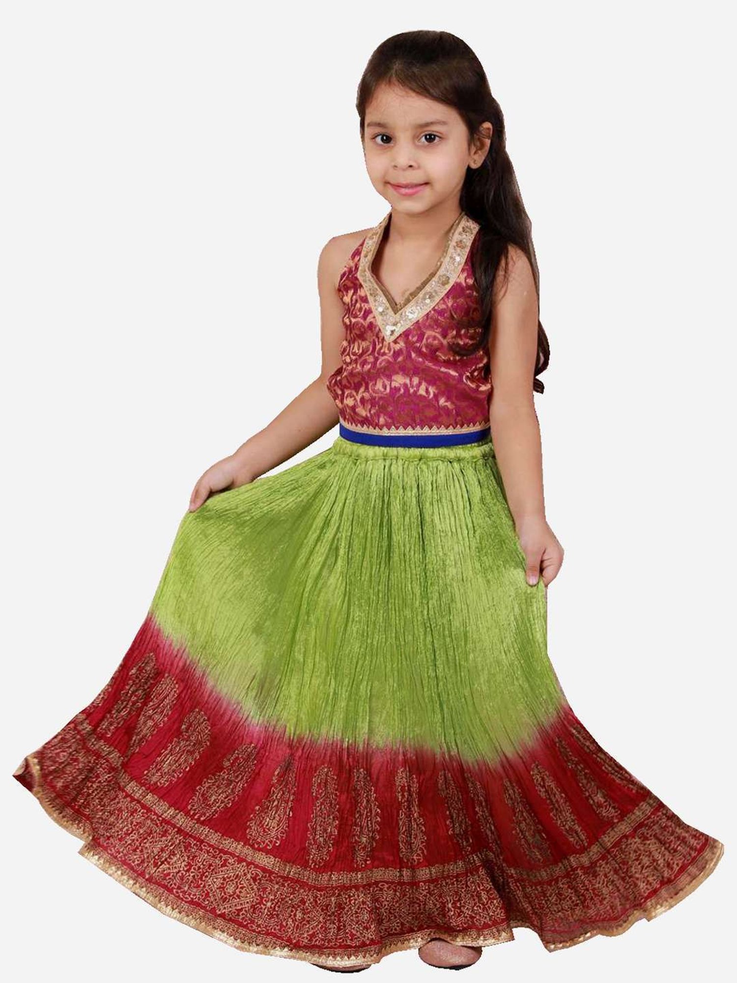 TWISHA Kids Red & Green Embellished Top Set