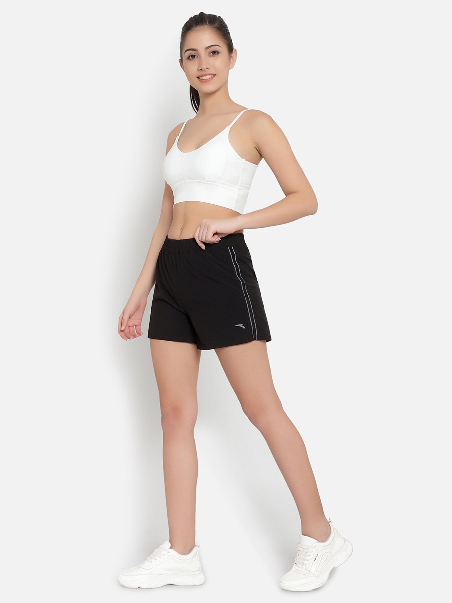 Anta Black Mid Rise Sports Shorts