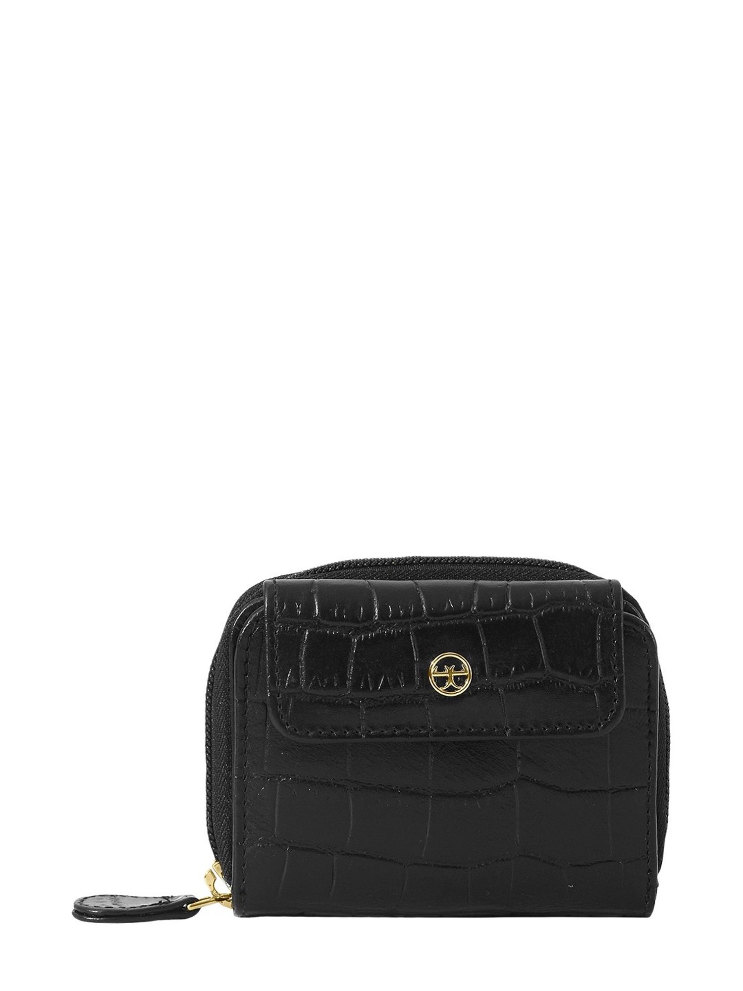 Eske Black Animal Effect Zip Around Wallet for Women