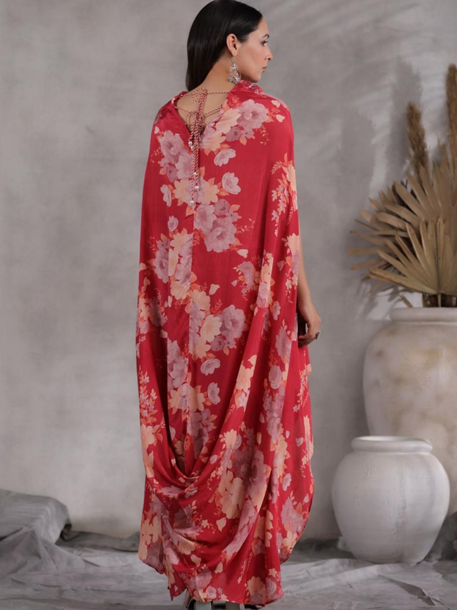 Autumnlane Red Bianca Crimson Premium Designer Tunic with Pant Co-ord Set