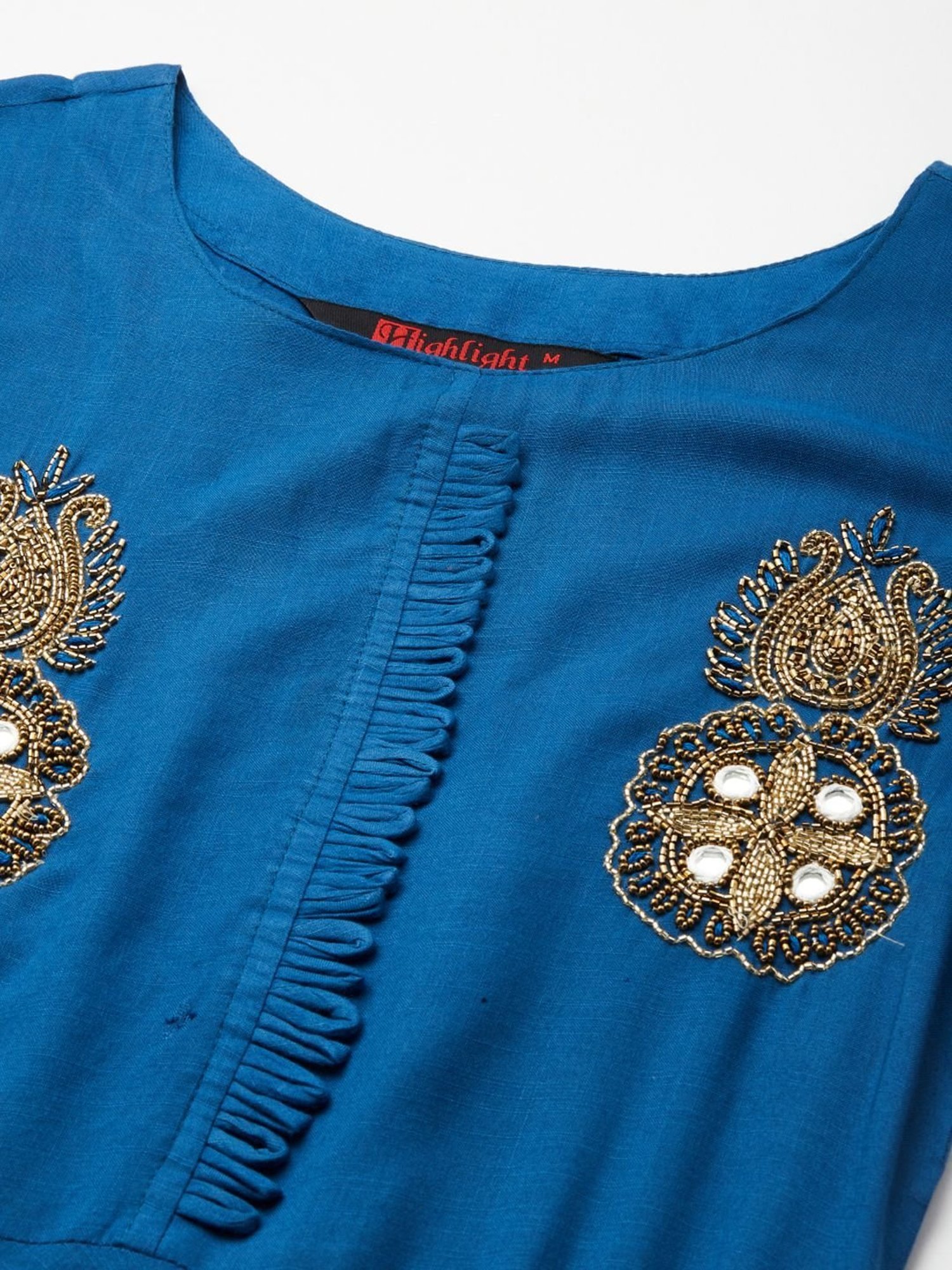 HIGHLIGHT FASHION EXPORT Teal Blue Embellished Maxi Dress