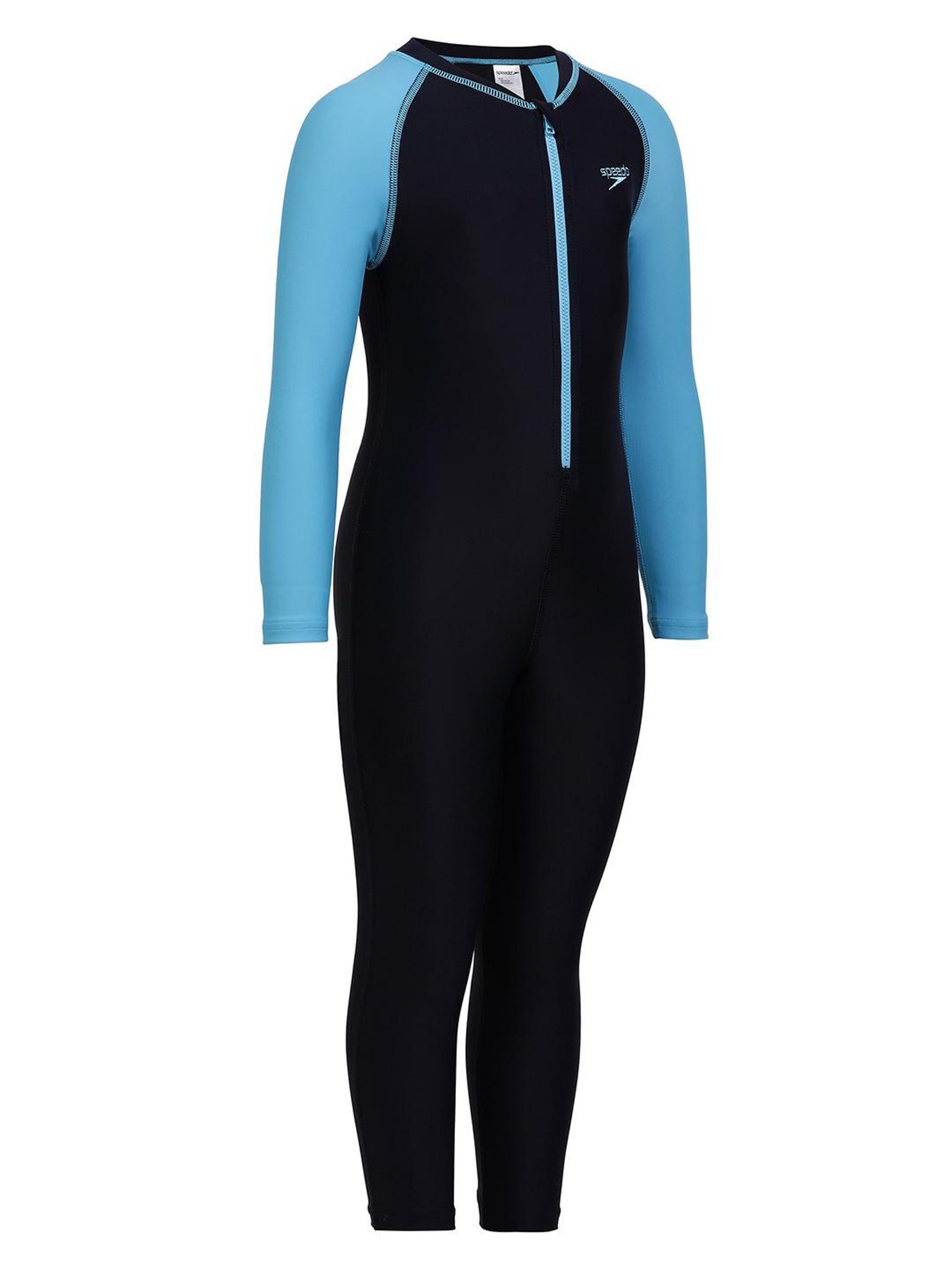 Speedo Kids Navy Color Block Full Sleeves Swimsuit