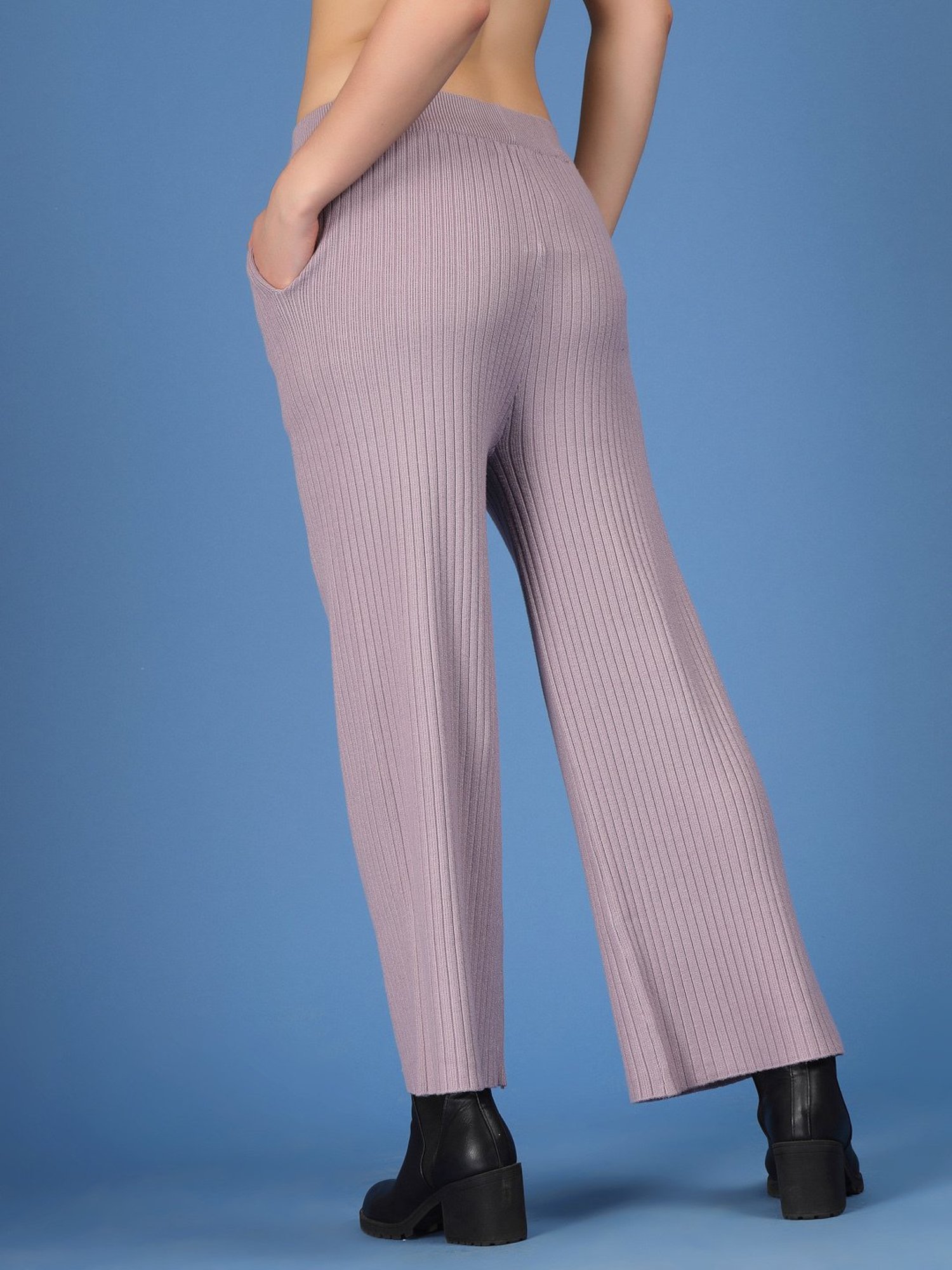 Mafadeny Mauve Regular Fit Mid Rise Palazzos
