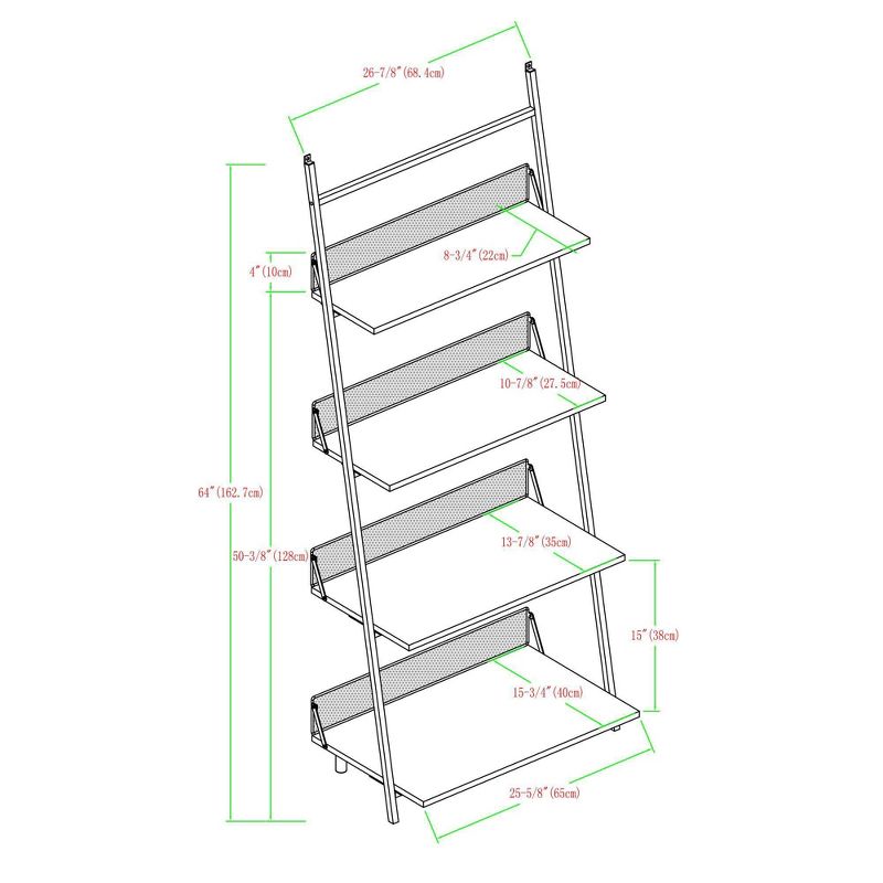 64" Urban Industrial Metal and Wood Leaning Wall Shelf Dark Walnut - Saracina Home