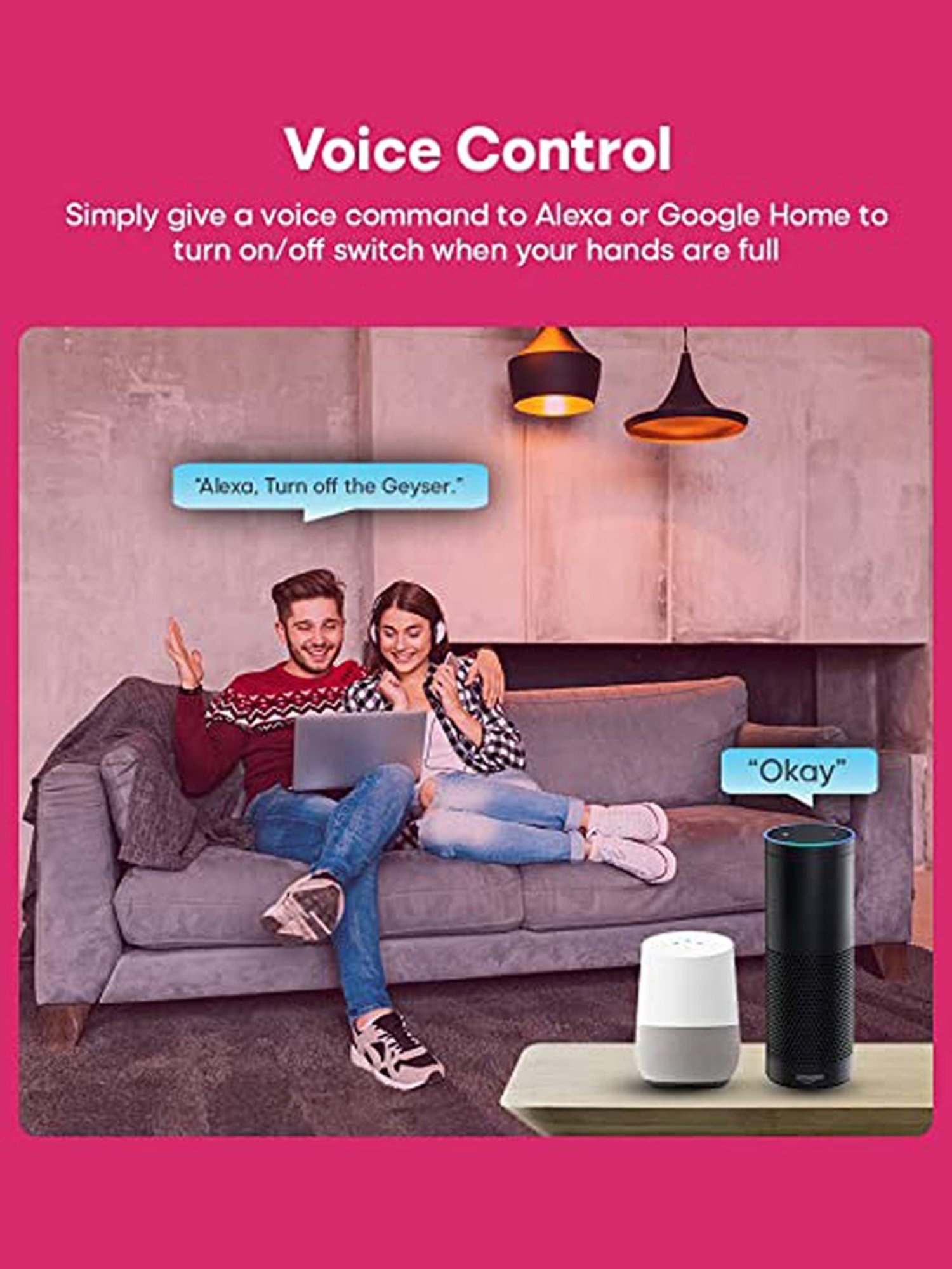 HomeMate 16A WiFi 1 Node Smart Switch, Compatible with Alexa & Google Home (White)