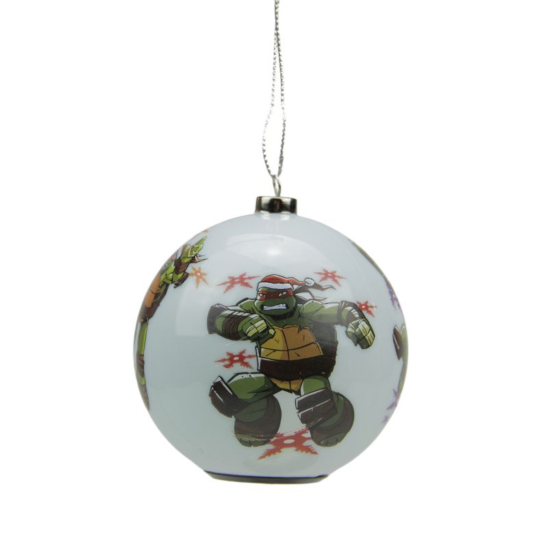 Carlton Cards 3.25" Heirloom LED Teenage Mutant Ninja Turles Ball Christmas Ornament - White/Green
