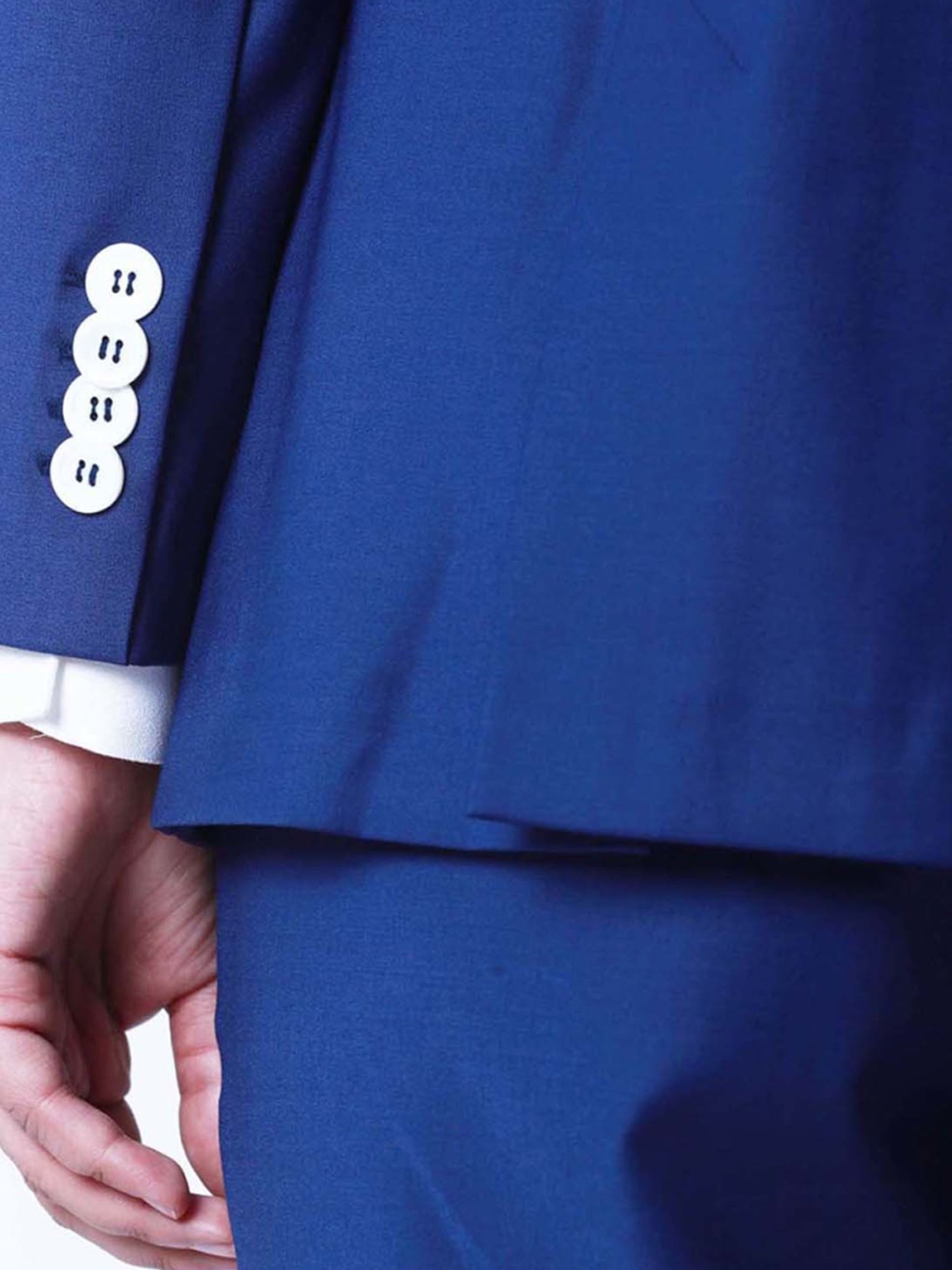 Qua Blue Stretch Wool Tailored Blazer