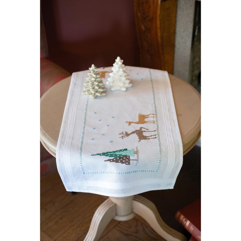 Vervaco Stamped Table Runner Cross Stitch Kit 16"X40"-Norwegian Wild Reindeer