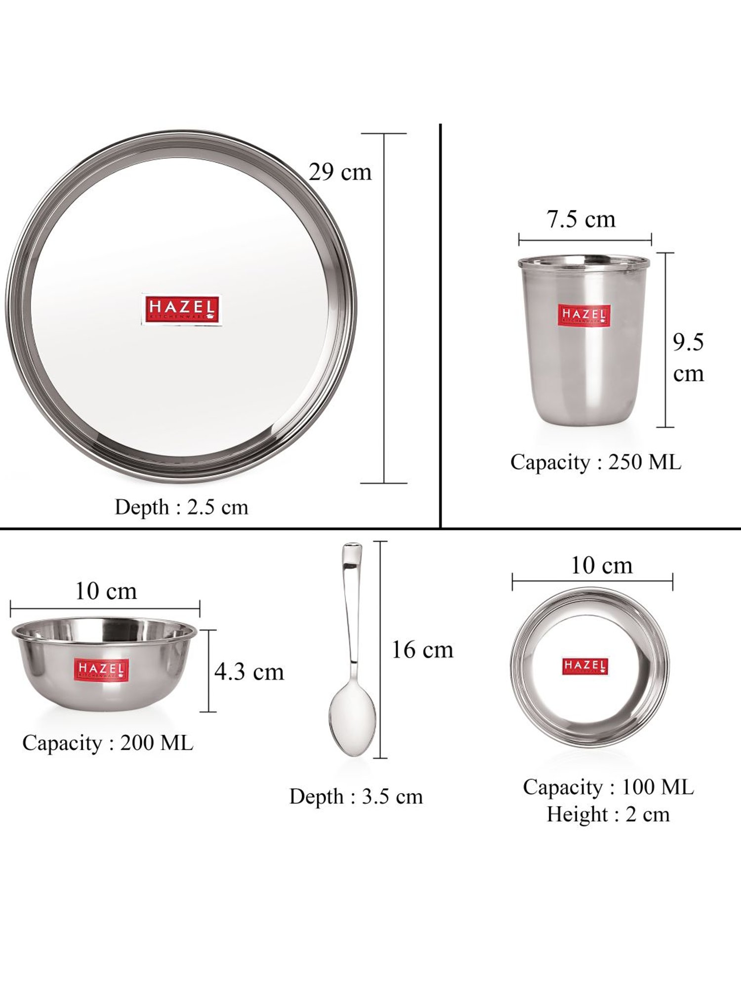 HAZEL Silver Stainless Steel Dinner Set of 18 Piece