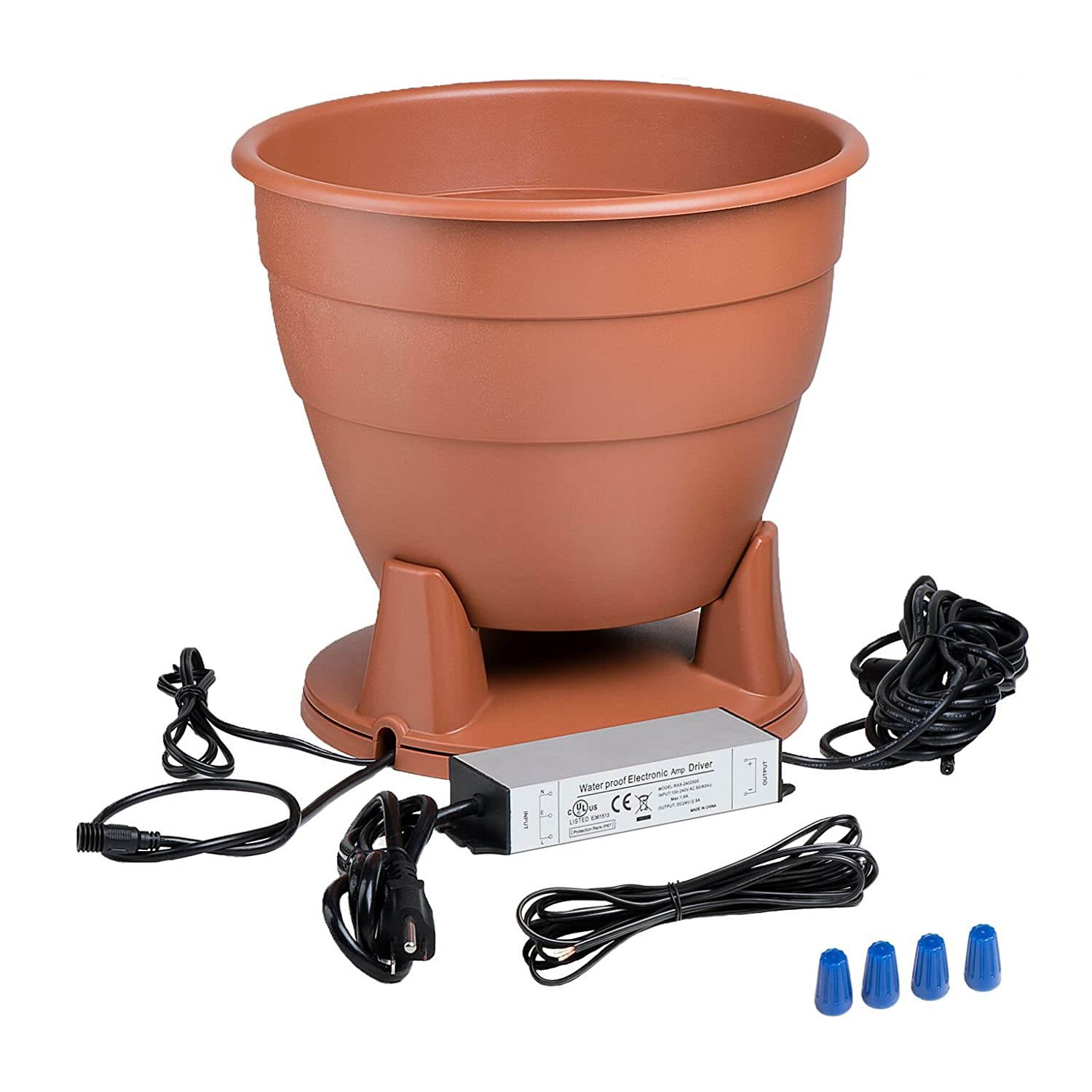 OSD Audio Bluetooth Planter Speakers &ndash; Outdoor Water Drainage Pair, Terra Cotta - BPS520