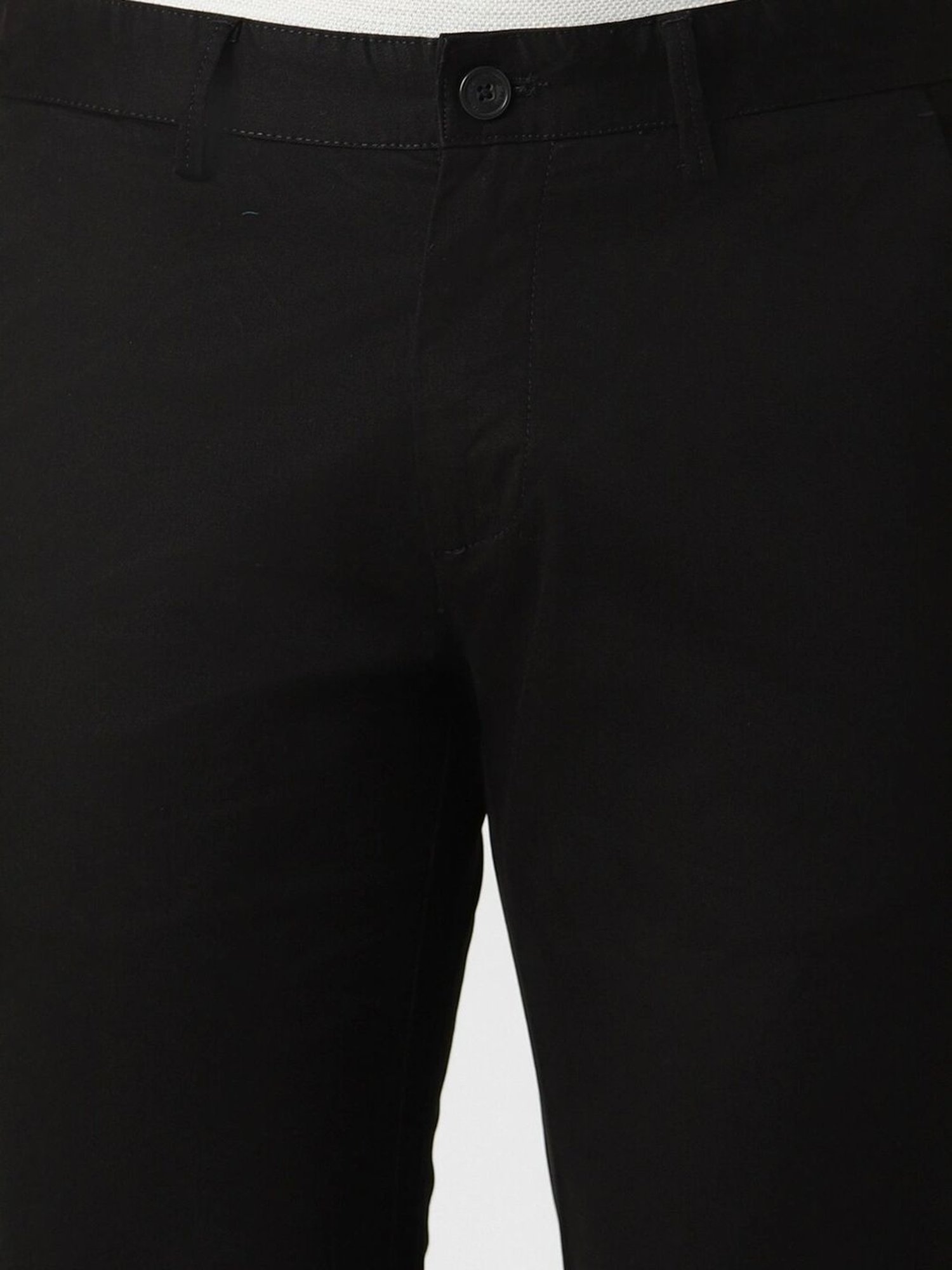 Peter England Black Cotton Slim Fit Trousers