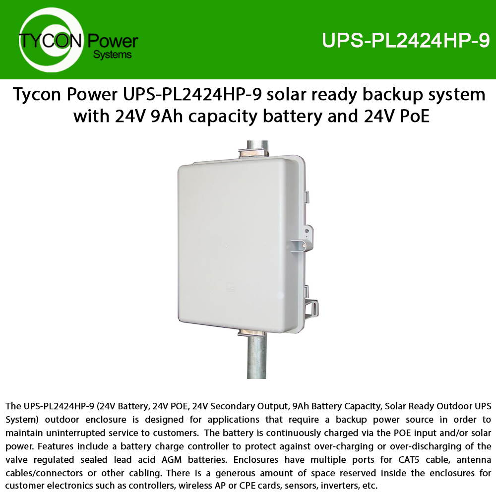 Tycon Power UPS-PL2424HP-9 - UPS Pro 60W 200VA Polycarbonate Enclosure 24V 9Ah