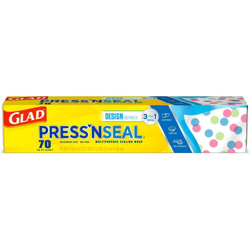 Glad Press'N Seal Plastic Food Wrap Roll + Designer Series Plastic Food Wrap - 70 sq ft