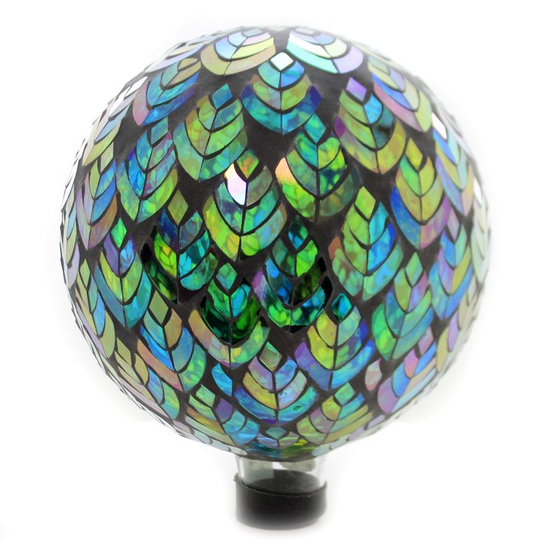 Home & Garden 11.5" Mosaic Green Leaf Gazing Ball Landscape Decor Carson Home Accents  -  Outdoor Sculptures And Statues