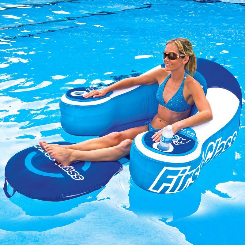 Wow Sports 11-2030 First Class Heavy Duty Nylon Inflatable Lounge Chair, Blue
