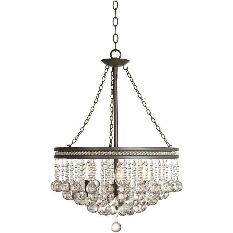 Vienna Full Spectrum Olive Bronze Pendant Chandelier 19" Wide Clear Crystal Baubles 3-Light Fixture for Dining Room House Foyer