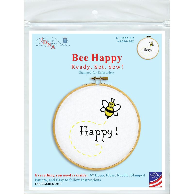 Jack Dempsey Stamped Hoop Kits 6"-Bee Happy