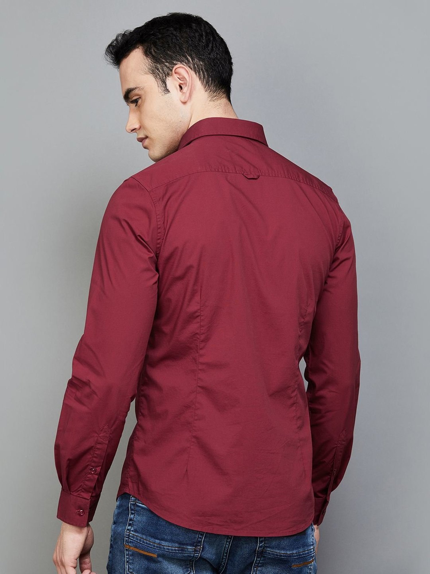 BOSSINI Maroon Slim Fit Shirts