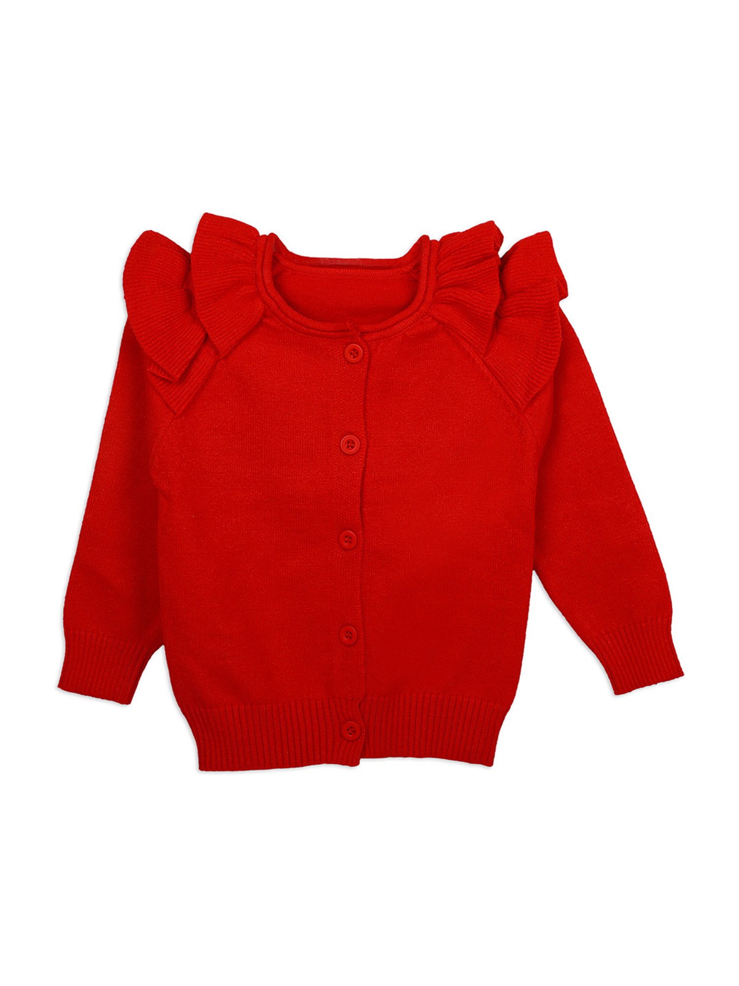Baby Moo Kids Red Regular Fit Full Sleeves Sweater