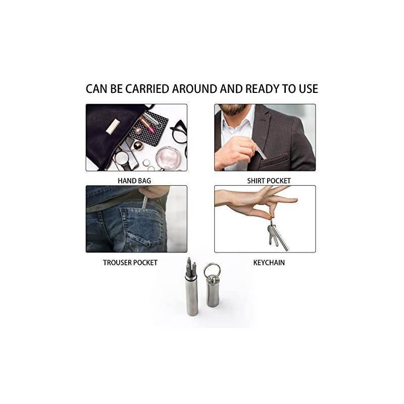 Holder with Titanium s, Decorative Portable Outdoor Stainless Steel Dispenser&Container Pocket with 3Pcs Reusable Food Fruit Picks for Camping Picnic